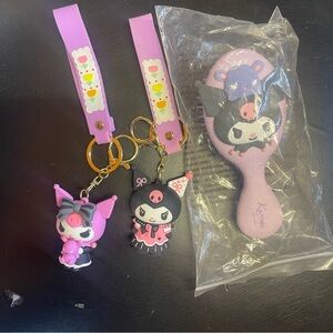 Key Chains and Hair Brush Set Kuromi